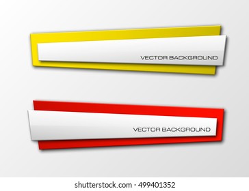 Origami paper infographic colorful banners set. Design shape. Vector label tag. New color