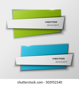 Origami paper infographic colorful banners set. Design shape. Vector label tag. New color
