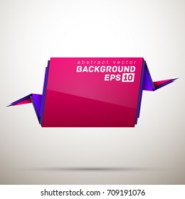 Origami paper infographic colorful banners set. Annotation ribbon. Advertising Design shape. Speech talking cloud. Vector label tag.
