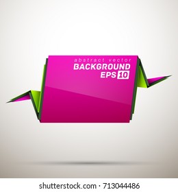 Origami paper infographic colorful banners set. Annotation ribbon. Advertising Design shape. Speech talking cloud. Vector label tag.
