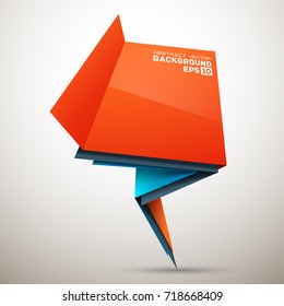 Origami paper infographic colorful banners set. Annotation ribbon. Advertising Design shape. Speech talking cloud. Vector label tag.