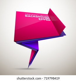 Origami paper infographic colorful banners set. Annotation ribbon. Advertising Design shape. Speech talking cloud. Vector label tag.