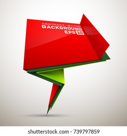 Origami paper infographic colorful banners set. Annotation ribbon. Advertising Design shape. Speech talking cloud. Vector label tag.