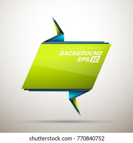 Origami paper infographic colorful banners set. Annotation ribbon. Advertising Design shape. Speech talking cloud. Vector label tag.