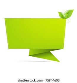 Papel De Origami Con Hoja, Aislado En Fondo Blanco, Ilustración Vectorial