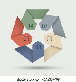 Origami paper numbered banners .Trendy design template