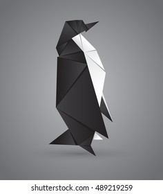 Origami paper penguin vector illustration 