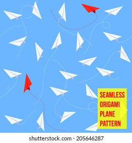 Origami paper plane pattern background, Vector graphic