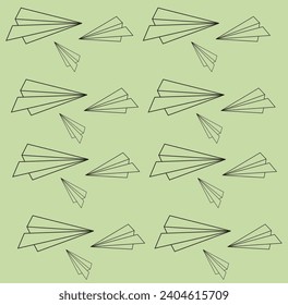 Origami paper plane pattern. Plane paper origami vector.