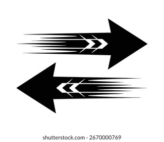 Origami paper plane vector icon set with black and white arrows pointing in various directions, a creative symbol of business success and design concept