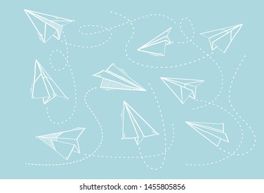Origami paper planes in a flat style