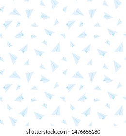Origami paper planes seamless vector pattern.