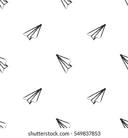 Origami paper planes. Seamless vector pattern isolated on white
