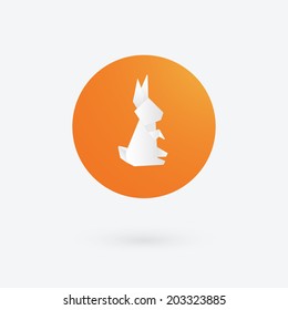 Origami paper rabbit icon. Vector illustration.