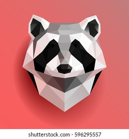 Origami paper raccoon. Abstract animal. Vector illustration