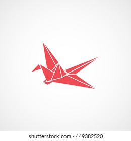 Origami Paper Red Flat Icon On White Background