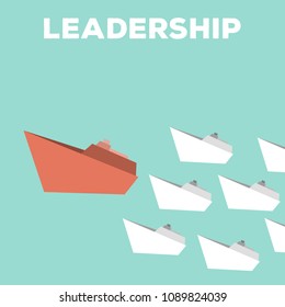 Origami paper ship boats, success leadership, strategy planning development, social media influence marketing, HR recruiter, disruptive innovation, breakthrough business model solutions concept