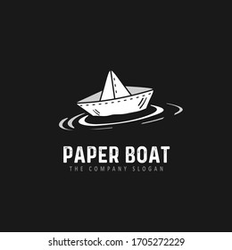 Origami paper ship. Graphic symbol web design, logo.