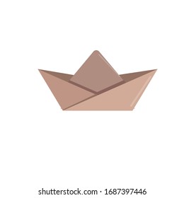 Origami paper ship isolated on white background