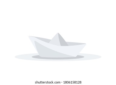 Origami paper ship isolated on white background