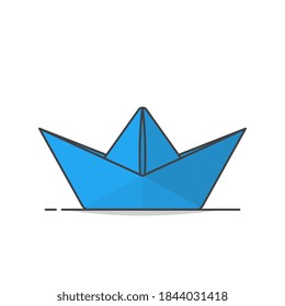 Origami Paper Ship Vector Icon Illustration. Paper Boat Flat Icon