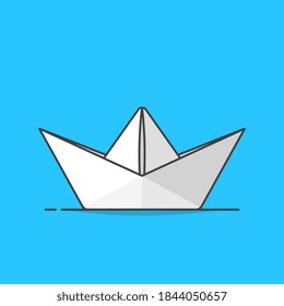Origami Paper Ship Vector Icon Illustration. Paper Boat Flat Icon
