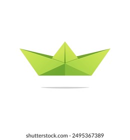 Origami paper ship vector isolated on white background.