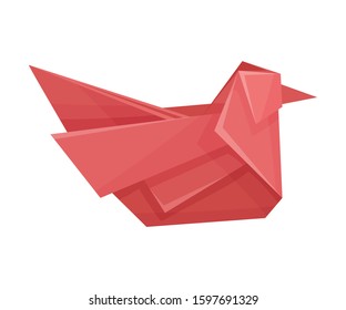 Origami Paper Sitting Bird Vector Illustration. Made of Paper Polygonal Shaped Figure