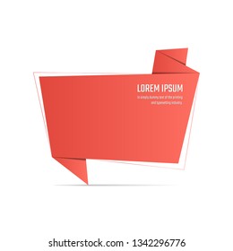 Origami paper speech bubble, Origami banner with text space, Vector illustration.