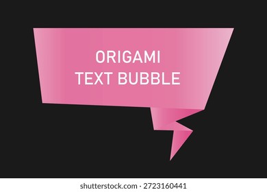 Burbuja de texto de estilo de papel de origami. Elemento de Vector de burbuja de discurso rosa de diseño geométrico para su mensaje.