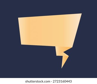 Burbuja de texto de estilo de papel de origami. Elemento de Vector de burbuja de discurso naranja de diseño geométrico para su mensaje.