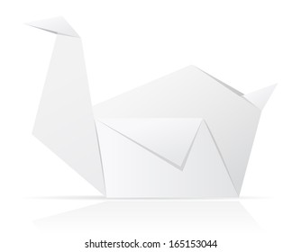 origami paper swan vector illustration isolated on white background