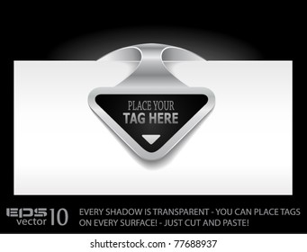 Origami Paper tag with TRANSPARENT shadows. You can place it on every surface!