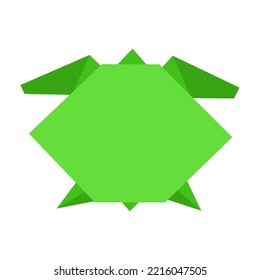 Origami paper Turtle in a flat style isolated on white. Art of paper folding. Japan origami crane. Paper figure turtle toy icon. Cartoon geometric wild animal shaped figures. Vector illustration