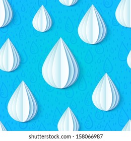 Origami paper water drops vector seamless pattern