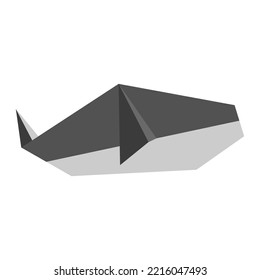 Origami paper Whale in a flat style isolated on white. Art of paper folding. Japan origami crane. Paper figure whale toy icon. Cartoon geometric wild animal shaped figures. Vector illustration
