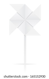 Origami Paper Windmill Vector Illustration Isolated On White Background