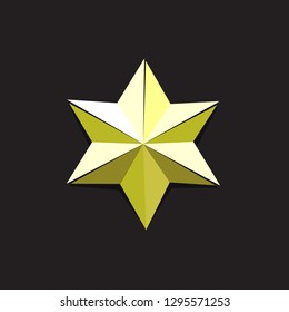 Origami, papercut star on black background. Vector illustration