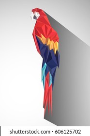 Origami parrot. Tropical bird made of paper. vector illustration
