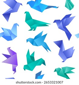 Padrão de origami. papel pomba fundo sem costura