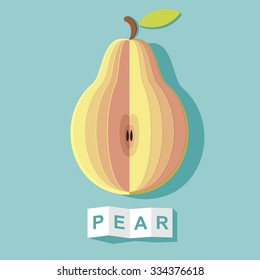 Origami pear icon vector logo