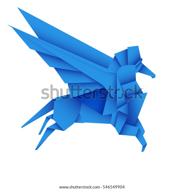 Origami Pegasus Winged Horse Stock Vector Royalty Free