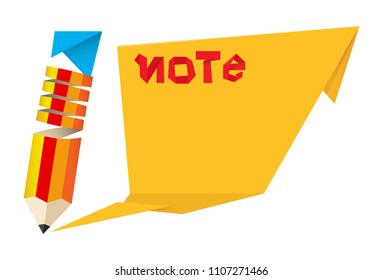 Origami pencil notepad, Vector Illustration
