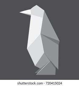 Origami penguin concept background. Realistic illustration of origami penguin vector concept background for web design
