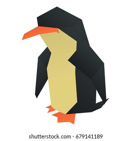Origami penguin icon. Cartoon illustration of origami penguin vector icon for web