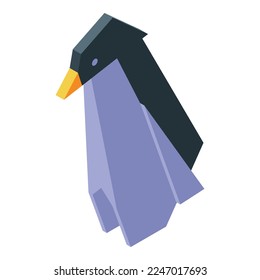Origami penguin icon isometric vector. Animal paper. Folded animal