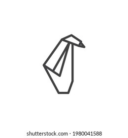 Icono de la línea del pingüino de origami. signo de estilo lineal para concepto móvil y diseño web. Icono de vector de contorno de pingüino de papel. Símbolo, ilustración del logotipo. Gráficos vectoriales