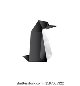 origami penguin, logo icon