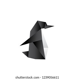 origami penguin, logo icon