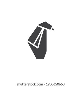 Icono vectorial del pingüino de origen. signo plano relleno para concepto móvil y diseño web. Icono de glifo de pingüino de papel. Símbolo, ilustración del logotipo. Gráficos vectoriales